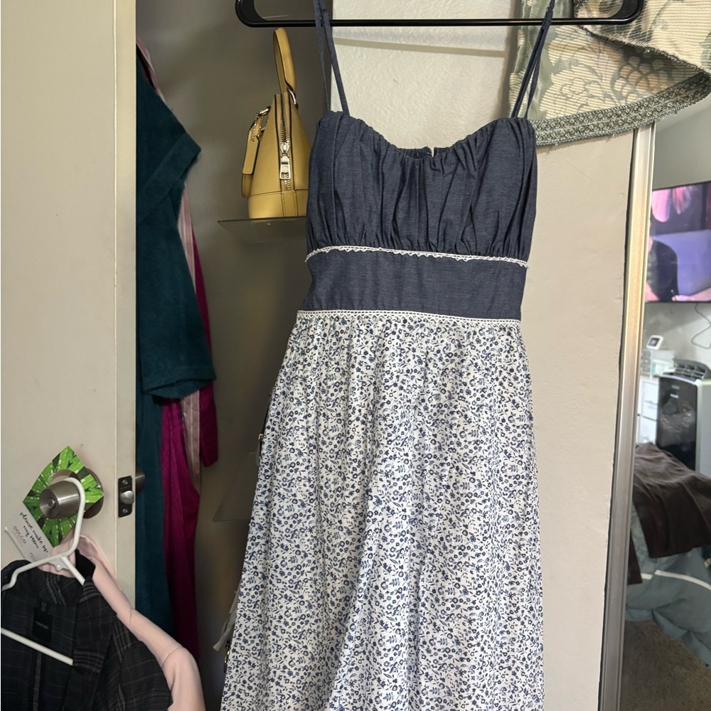 Speechless Navy and White Floral Midi Dress